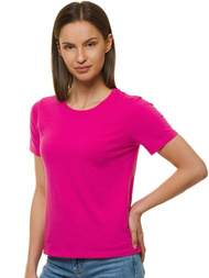T-Shirt damski bez nadruku różowy OZONEE JS/SD211/19