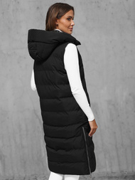 Kamizelka damska długa pikowana czarna OZONEE JS/5M3157/392