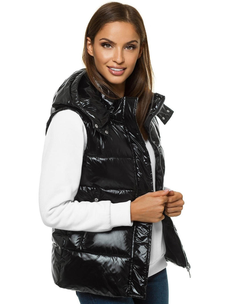 Стьобаний жіночий жилет чорний OZONEE O/SW025/1