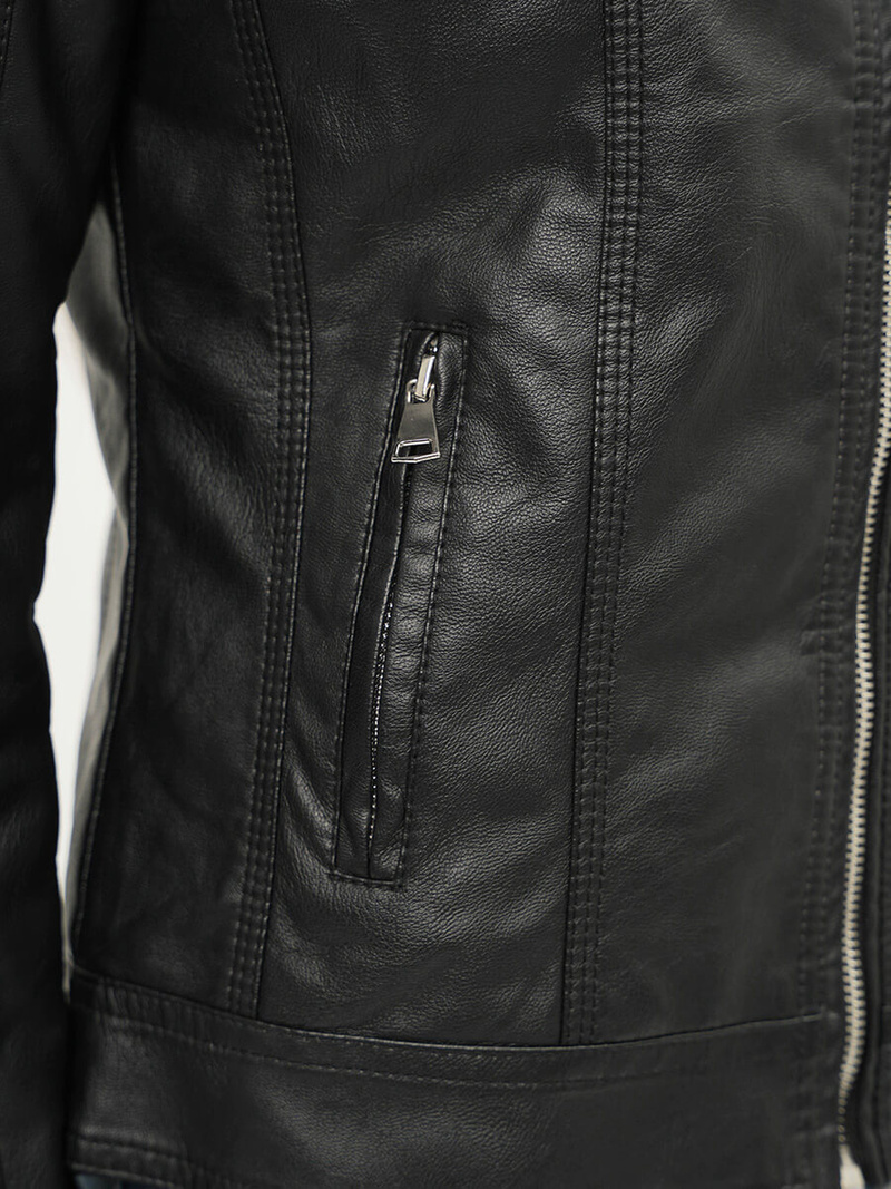 Kurtka skórzana damska czarna OZONEE JS/11Z8010