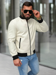 Чоловіча шкіряна куртка кремовий OZONEE JS/11Z8107