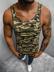 Koszulka bez rękawów męska z nadrukiem zielony-moro OZONEE O/BL115