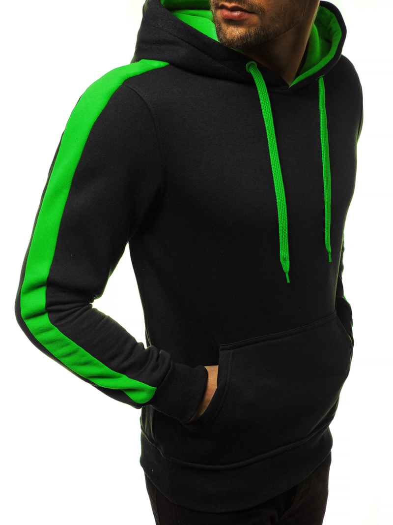 Bluza z kapturem męska czarno-zielona OZONEE JS/2012
