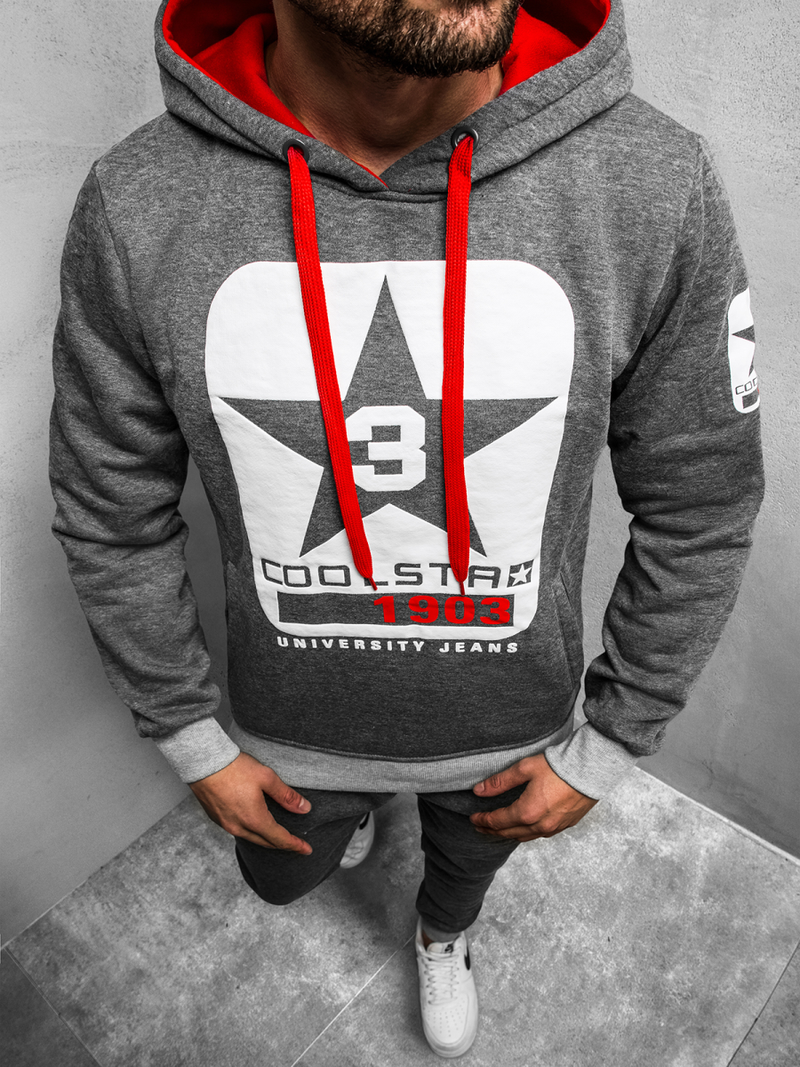 Bluza męska z kapturem grafitowa js/y10001bz