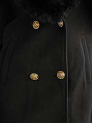 Płaszcz damski z futerkiem czarny OZONEE JS/61M8509/392