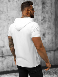 T-shirt męski z kapturem biały OZONEE JS/8T965