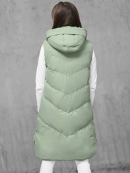 Kamizelka damska długa pikowana z kapturem jasno-zielona OZONEE JS/M788/236Z