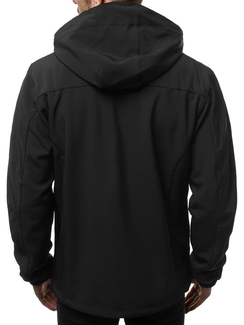 Kurtka softshell męska z kapturem czarno-czerwona OZONEE GE/12267