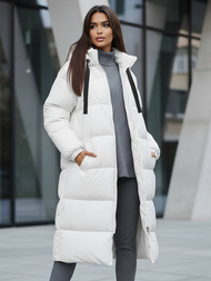 Kurtka zimowa damska długa pikowana biała OZONEE JS/5M3163/281Z