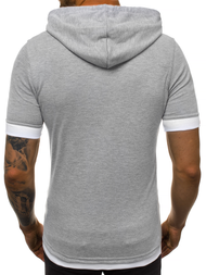 T-Shirt z kapturem męski szary OZONEE O/1273Z