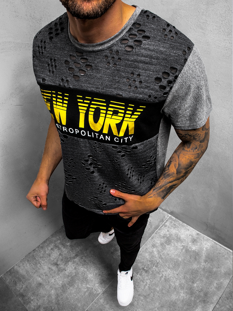 Футболка чоловіча графіт OZONEE JS/KS2082Z