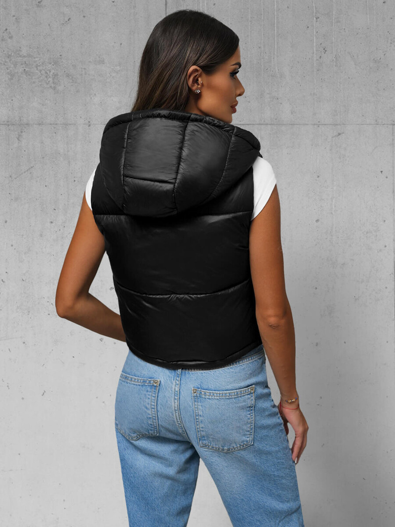 Стьобаний жіночий жилет чорний OZONEE JS/5M3191/392