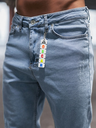 Spodnie jeansowe joggery męskie niebieskie OZONEE DO/6115/2