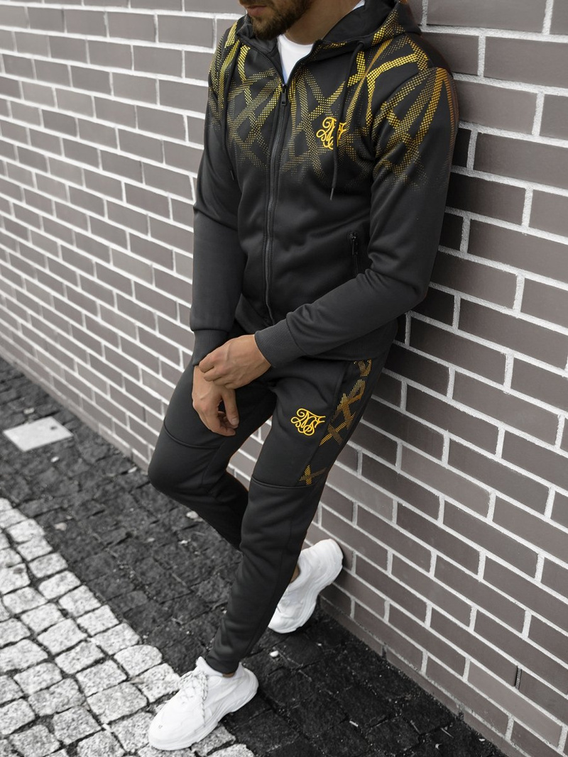 Komplet dresowy męski czarno-złoty OZONEE O/HM395