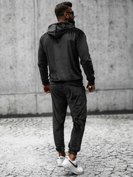 Komplet dresowy męski welurowy czarny OZONEE O/D7517