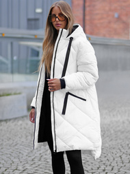 Kurtka zimowa damska długa pikowana biała OZONEE JS/5M3168/281Z