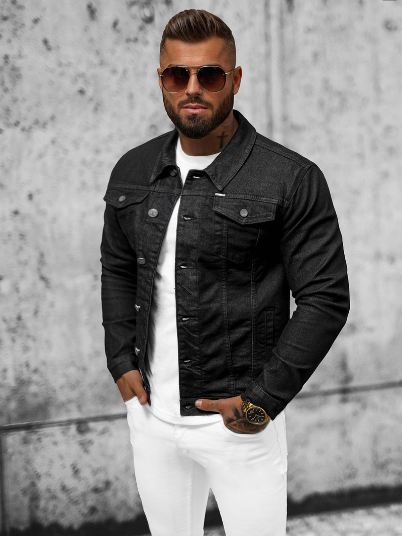 Kurtka męska jeansowa czarna OZONEE NB/MJ510NZ