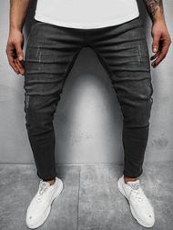 Spodnie jeansowe męskie czarne OZONEE DP/696/5