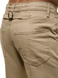 Spodnie męskie joggery jeansowe beżowe OZONEE O/1097/1