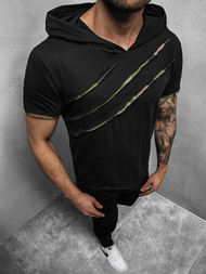 T-Shirt z kapturem męski czarny-moro OZONEE A/1185Z 