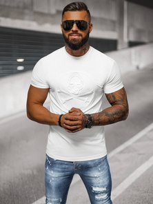 T-shirt męski slim fit biały OZONEE NB/MT3103