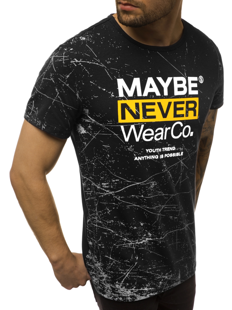 T-Shirt męski czarny OZONEE JS/SS10915