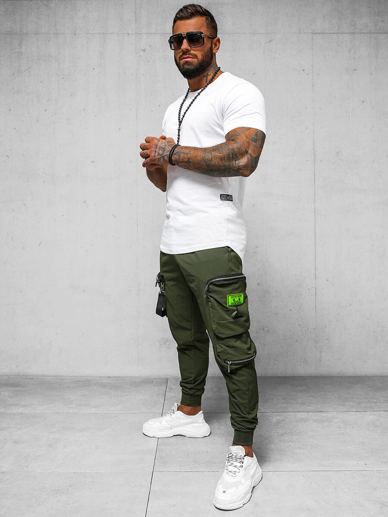 Spodnie męskie chino joggery khaki OZONEE O/PS5519
