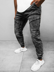 Spodnie jeansowe joggery męskie grafitowe OZONEE DR/TF124