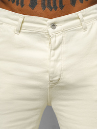 Spodnie jeansowe męskie wide leg ecru OZONEE DO/4001