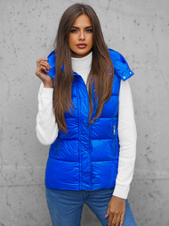 Kamizelka damska pikowana z kapturem niebieska OZONEE O/SW025/2Z