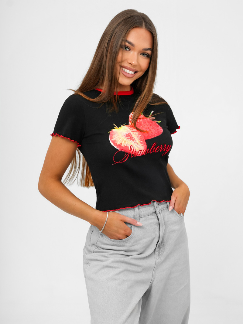 T-shirt damski czarny OZONEE JS/R62639