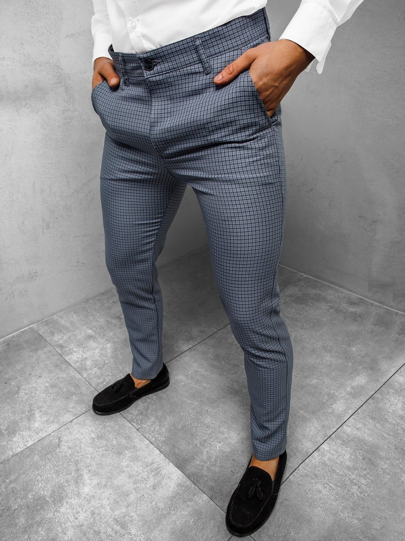 Spodnie męskie chino materiałowe niebieskie OZONEE DJ/5561