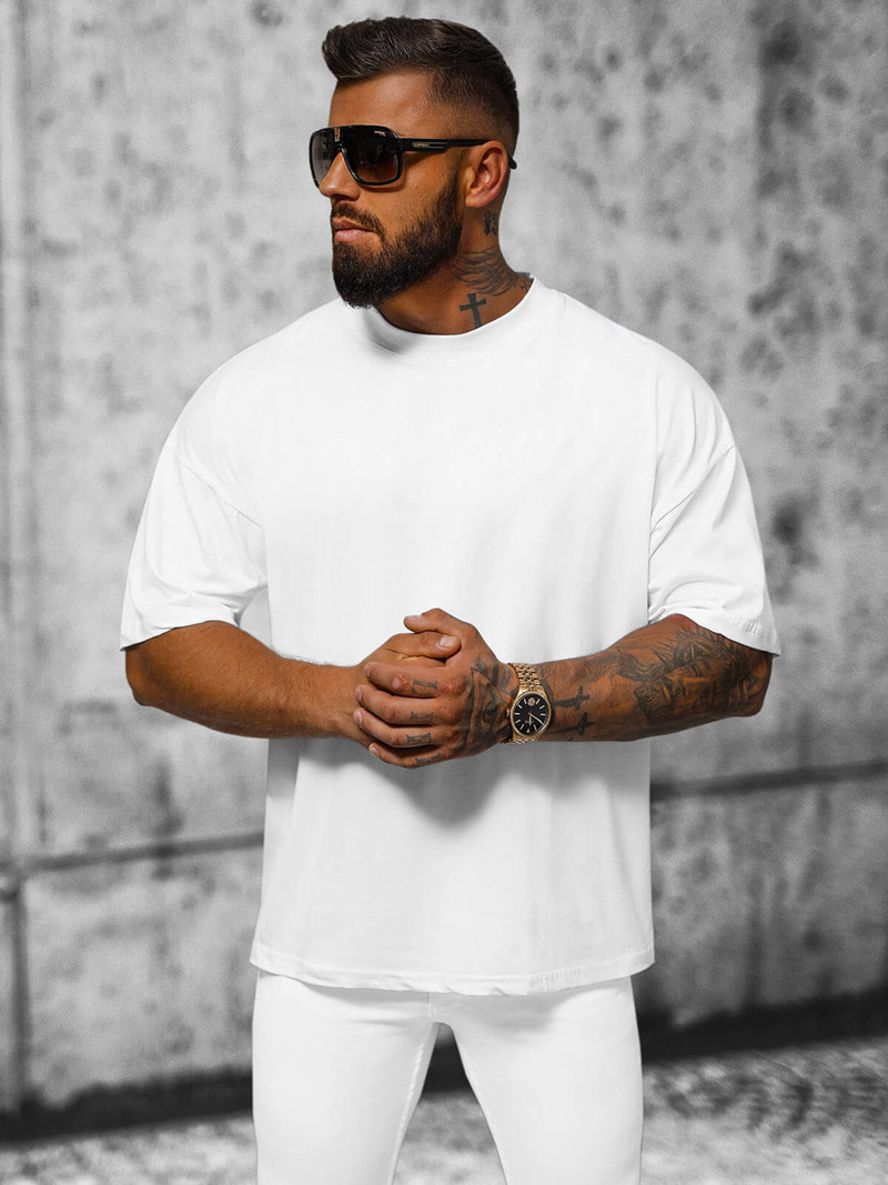 T-shirt męski oversize biały OZONEE O/3429