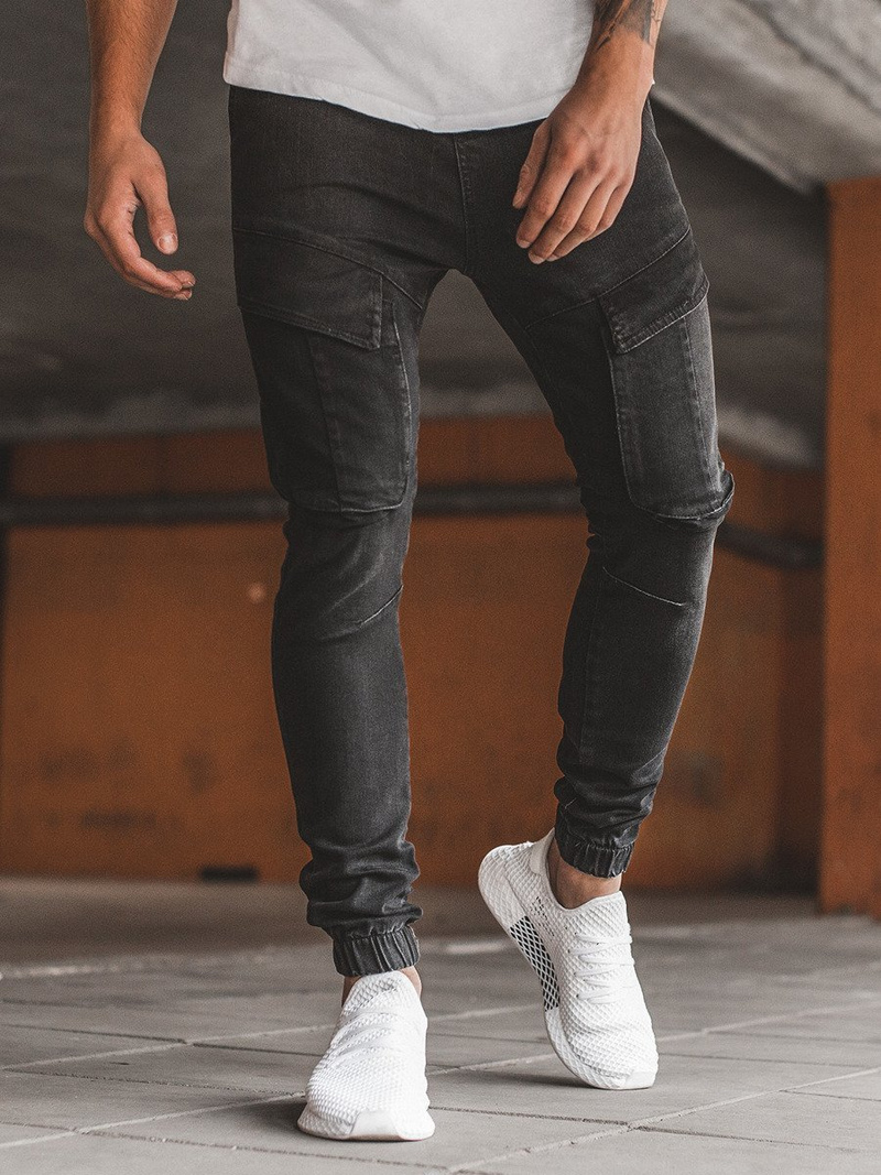 Spodnie jeans jogger męskie czarne OZONEE G/1067
