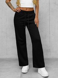 Spodnie dresowe damskie z szeroką nogawką czarne OZONEE JS/92K508/3