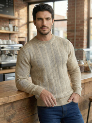 Sweter męski golf beżowy OZONEE JS/59B3608/155