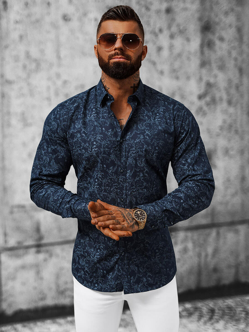 Koszula męska granatowa OZONEE O/V11