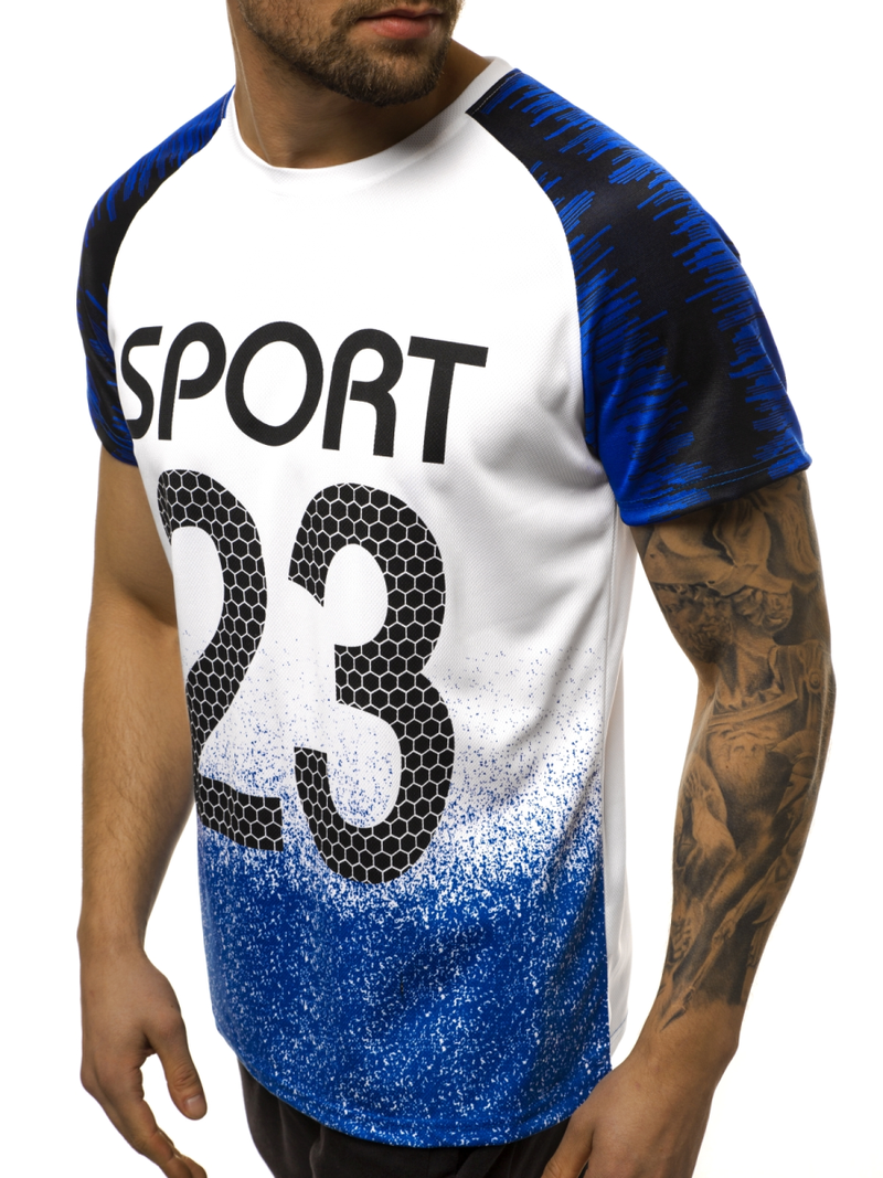 Футболка чоловіча Бiло-Синя OZONEE JS/KS2068