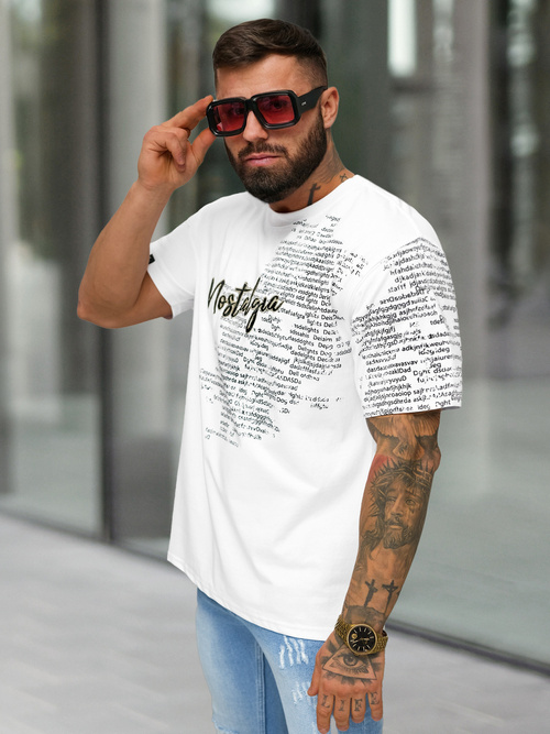 T-shirt męski loose fit biały OZONEE O/YN2/631
