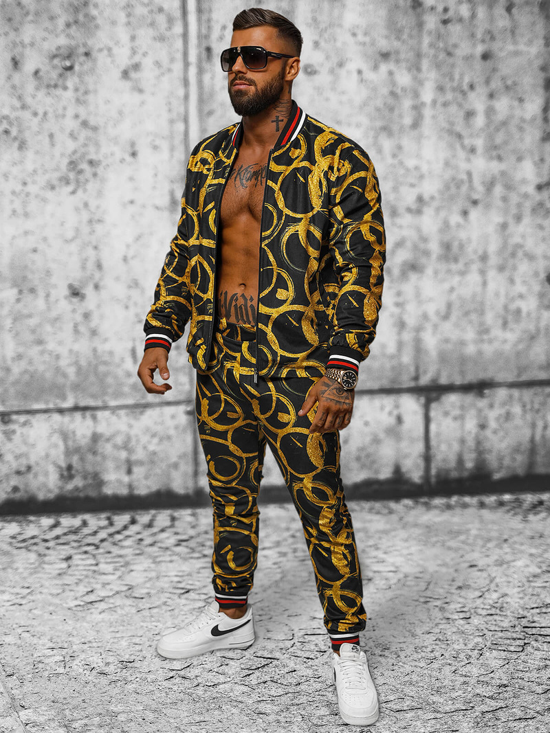 Чоловічий комплект - піджак та штани чінос золотий OZONEE O/5554/21Z