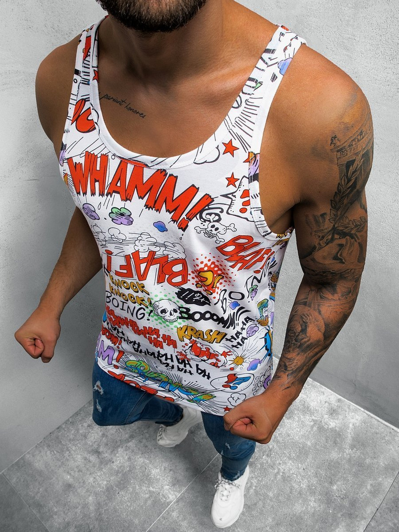 Koszulka bez rękawów męska z nadrukiem kolorowa OZONEE O/BL126