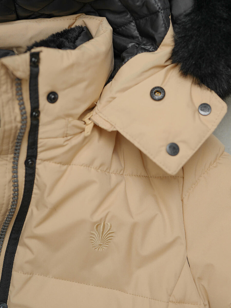 Kurtka zimowa damska długa pikowana beżowa OZONEE O/W377Z