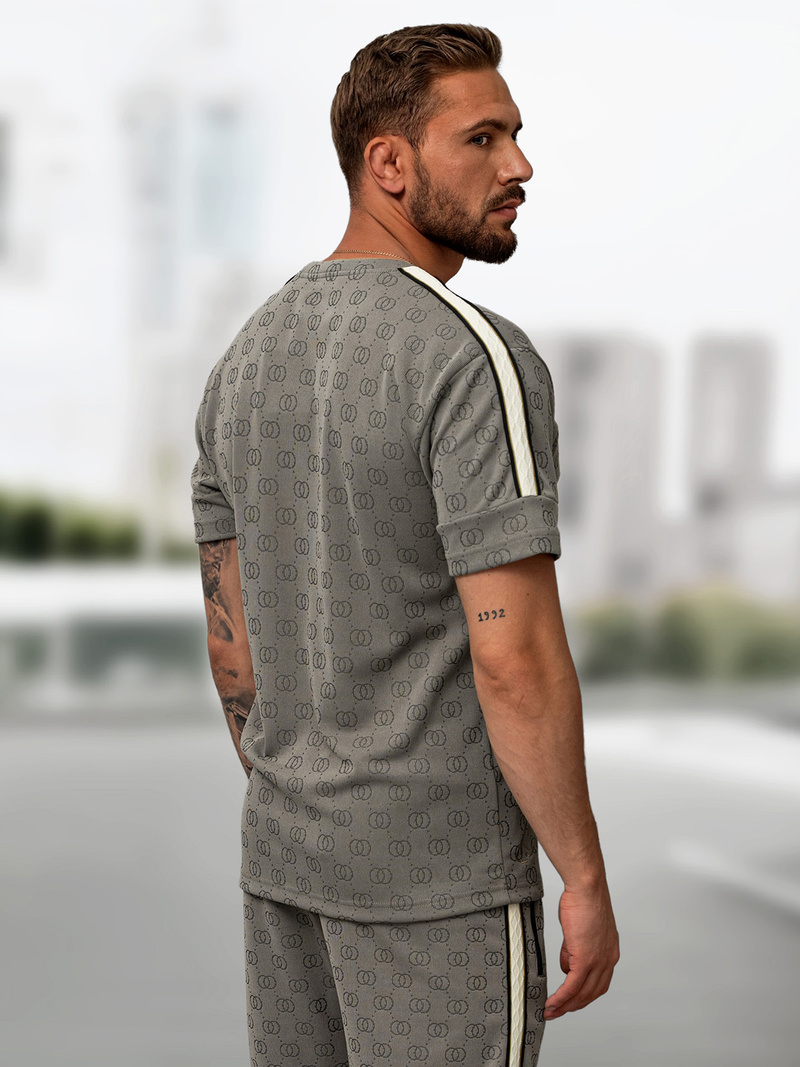 Komplet dresowy męski krótki ciemno-szary OZONEE O/QQ1621AB