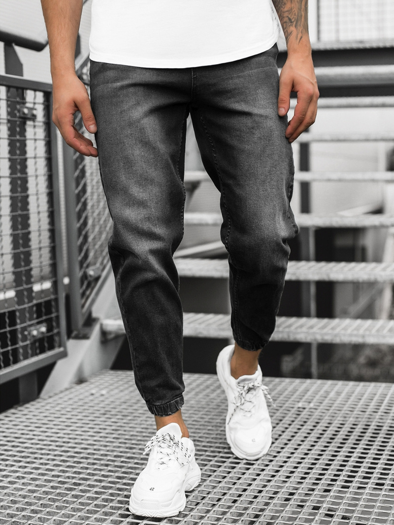 Spodnie jeansowe męskie czarne OZONEE DP/746