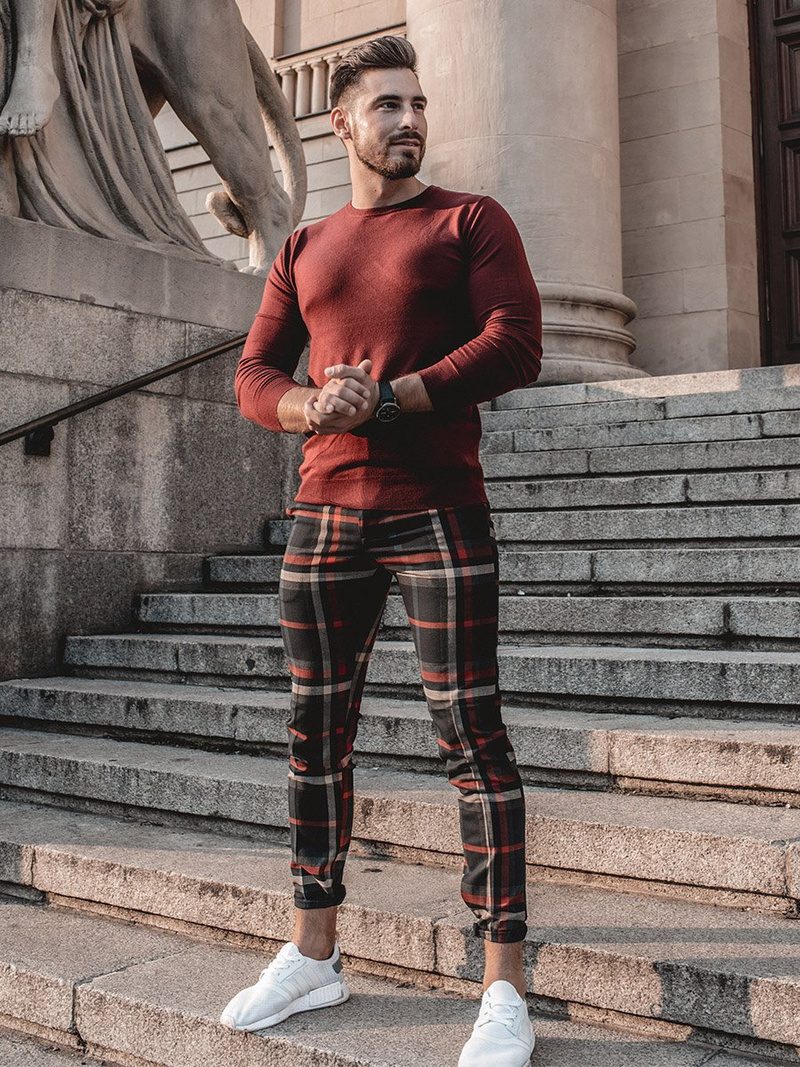 Штани чоловічі темно-синій червоний OZONEE DJ/5587