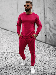 Komplet dresowy męski welurowy bordowy OZONEE O/12129