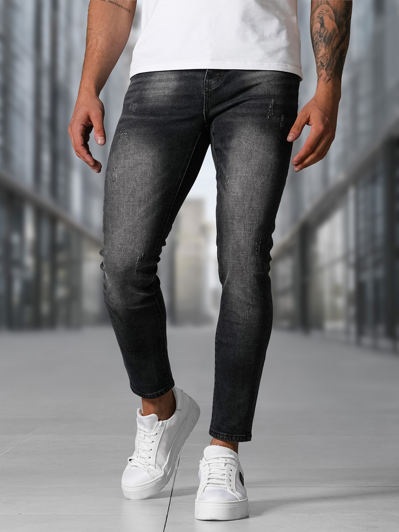 Spodnie jeansowe męskie slim fit czarne OZONEE NB/MP0063/1NZ
