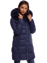 Kurtka zimowa damska parka z futerkiem granatowa OZONEE O/SW028/2