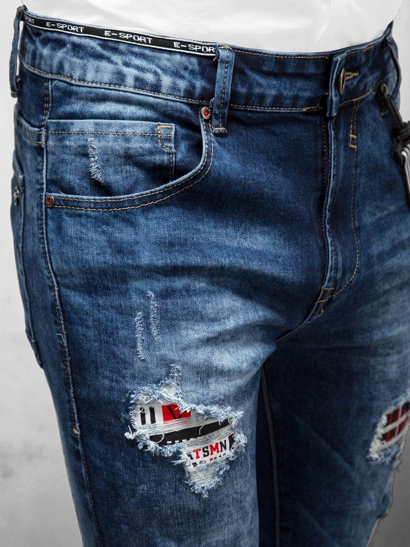 Spodnie jeansowe męskie niebieskie OZONEE DR/TF075