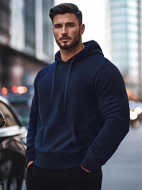 Bluza męska z kapturem granatowa OZONEE JS/2009Z